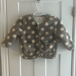 Gray and White Polka Dot Kids Shacket Coat